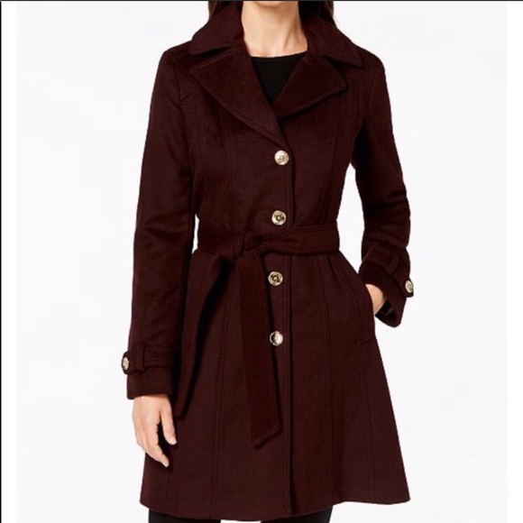 wine colored peacoat